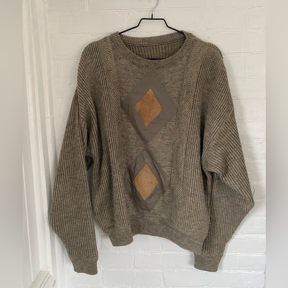 Vintage leather/wool oversized sweater- unisex - Picture 1 of 7